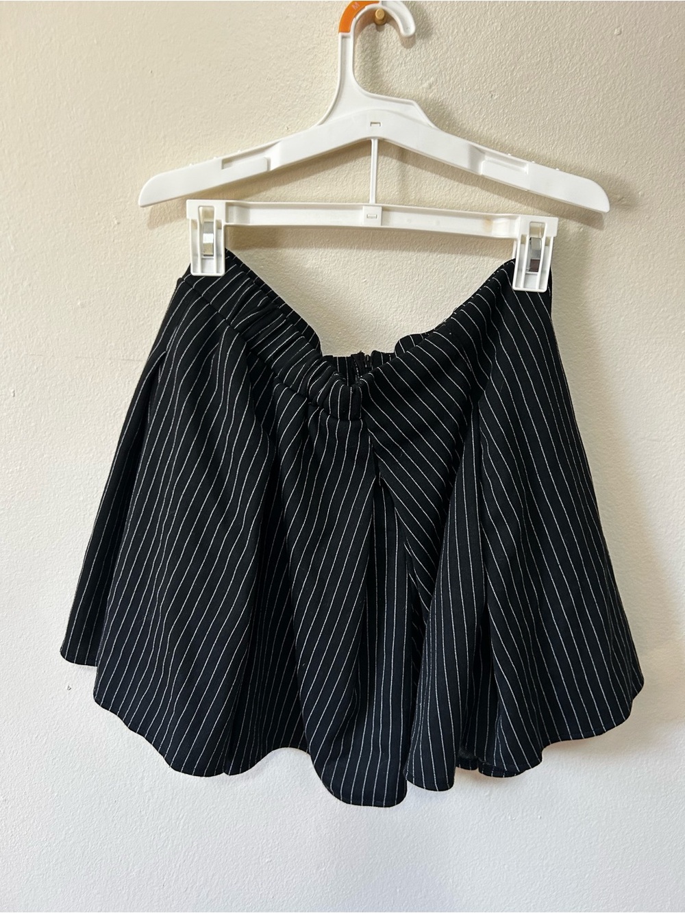 Women’s Black Pinstripe Circle Skirt - Flowy Skater Style